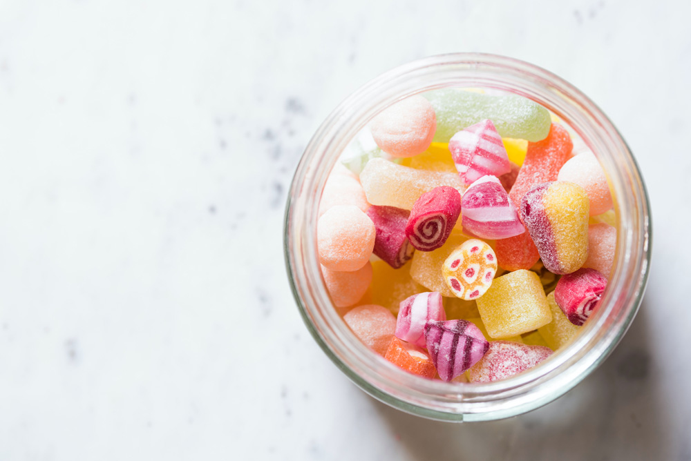 jar of colorful sugary candy
