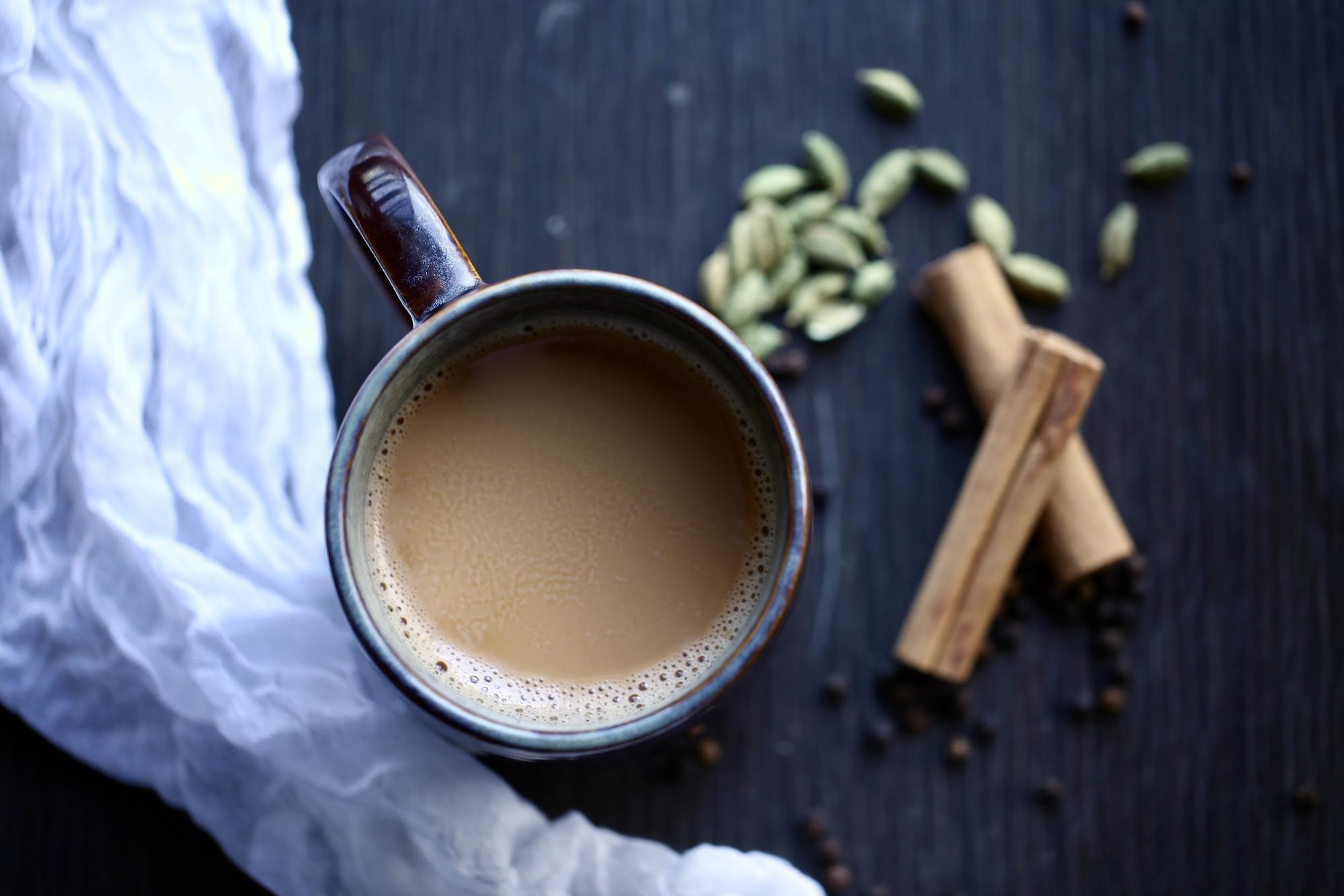 a mug of chai tea with spices