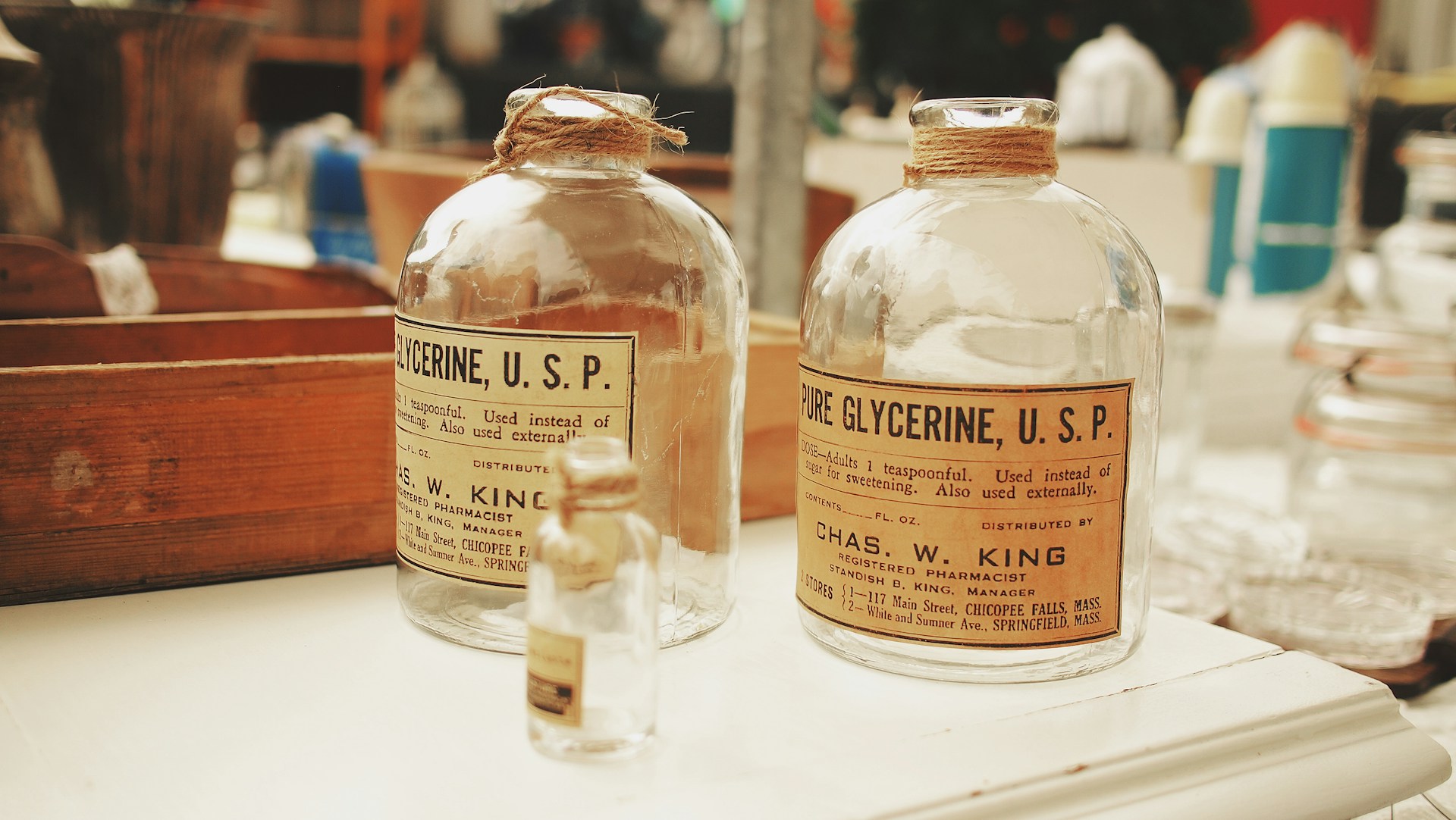 vintage glycerine bottles