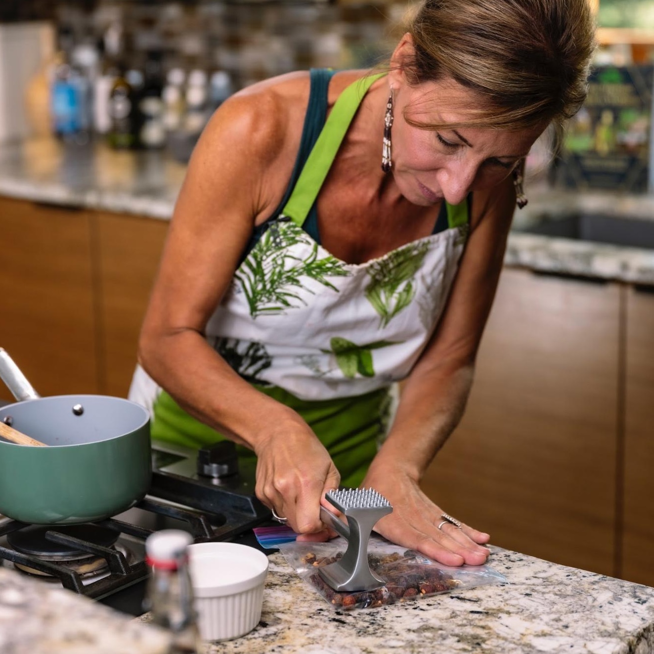 Nicole Apelian prepping ingredients