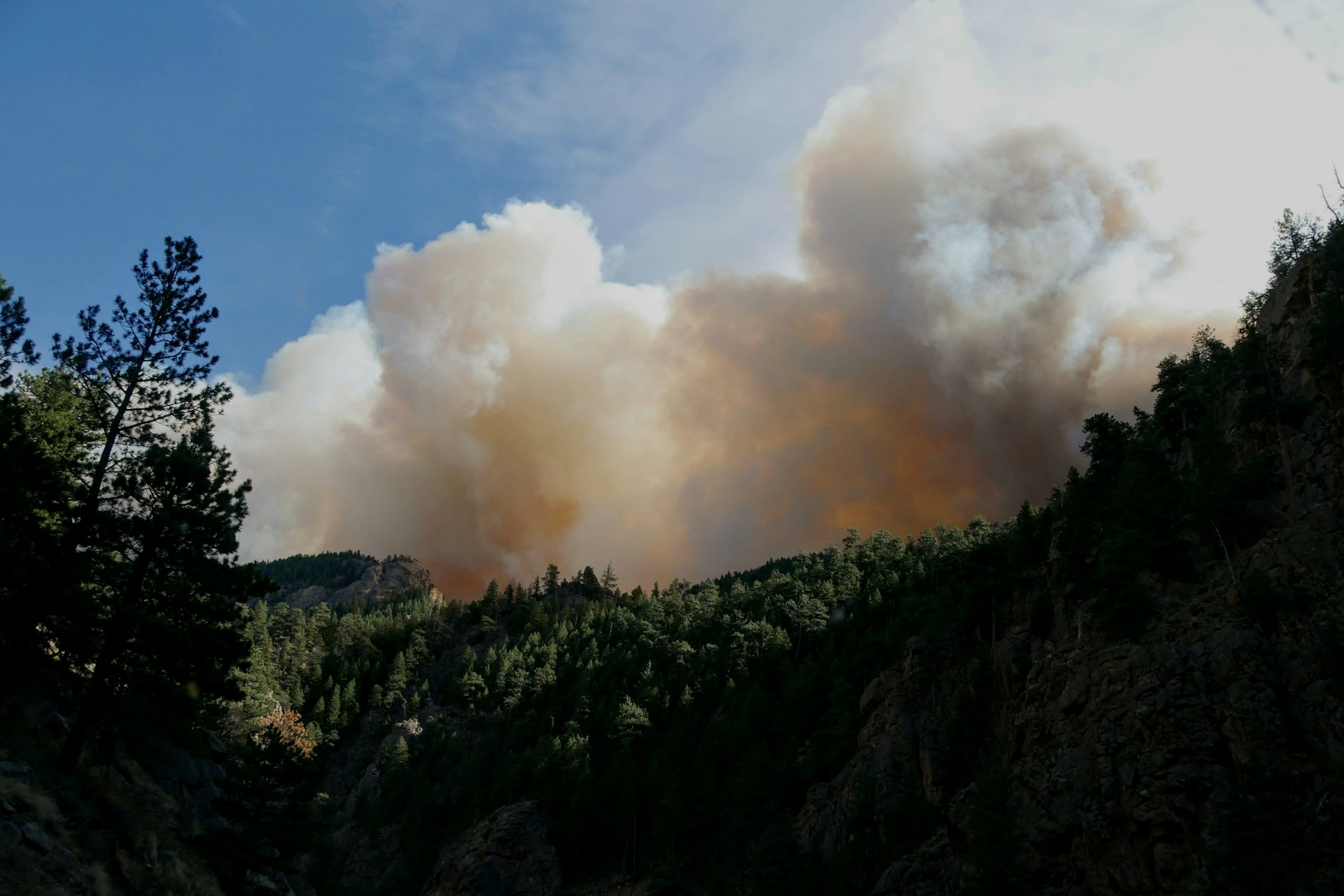 wildfire. smoke over ridge