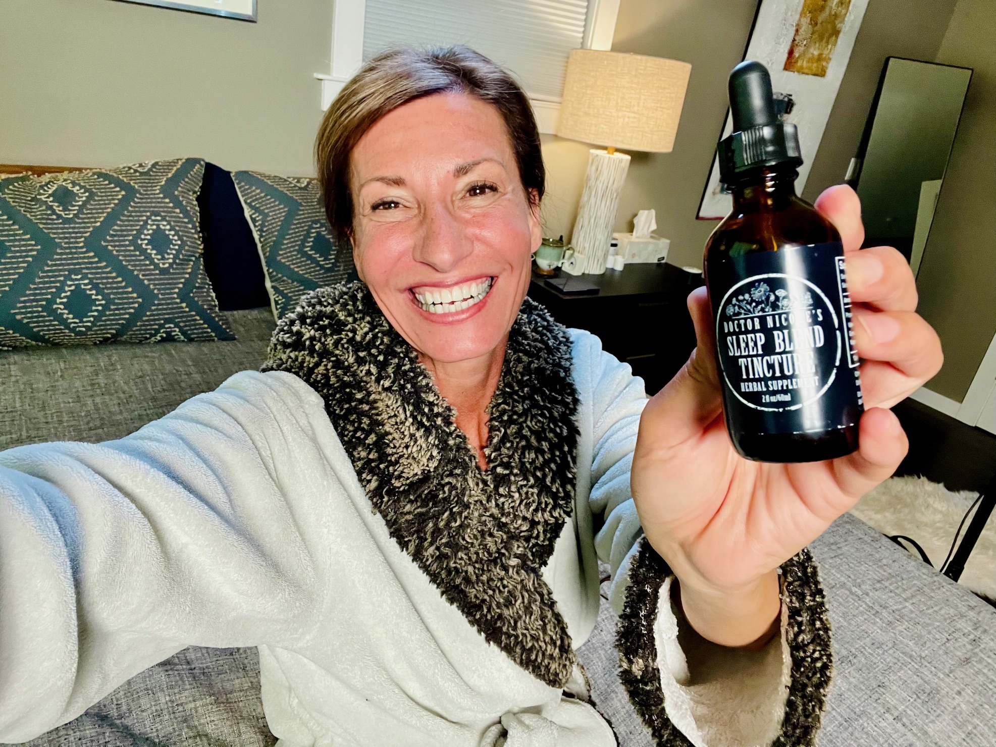 Nicole Apelian with her Sleep Blend Tincture