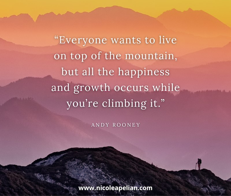 Andy Rooney quote on mountainscape image