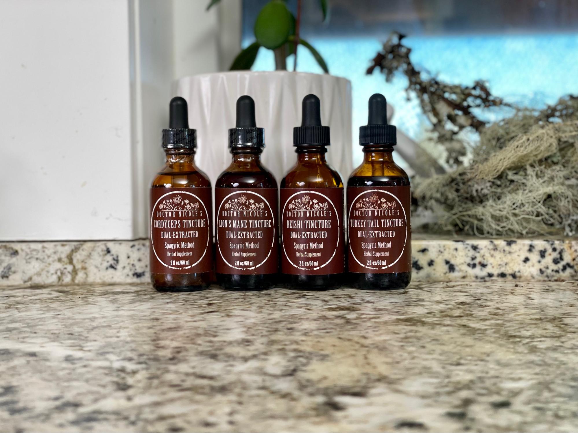 Nicoles Apothecary Mushroom Fourtress on counter