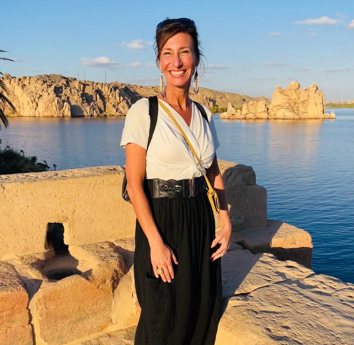 Nicole Apelian on Lake Nasser in Aswan, Egypt